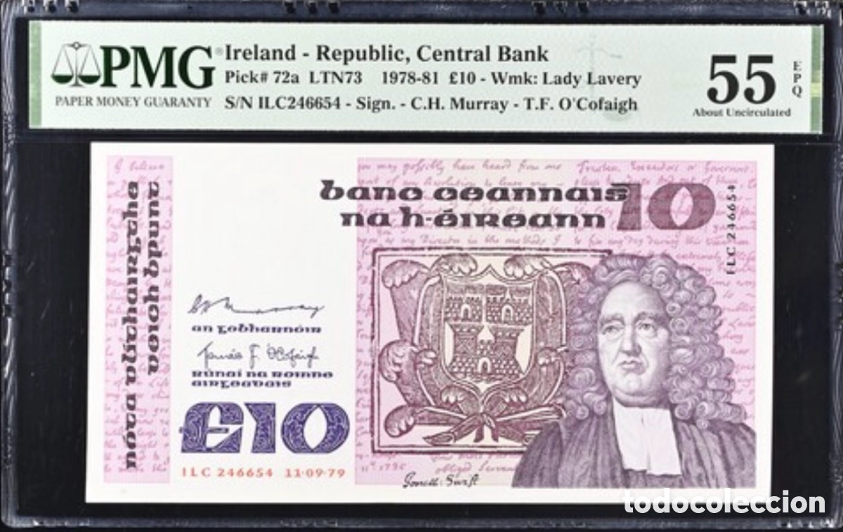 Billetes extranjeros: Billete 10 Pound Rep&uacute;blica Irlanda 1979 PMG 55 EPQ p72a