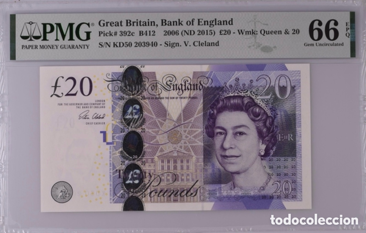 Billetes extranjeros: Billete 20 Pounds Great Britain 2006 PMG 66 p392c