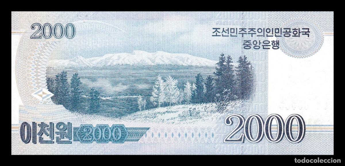 Billetes extranjeros: Corea del Norte 2000 Won 2008 (2009) Pick 65s Specimen ​​​​​​​Sc Unc - Foto 2