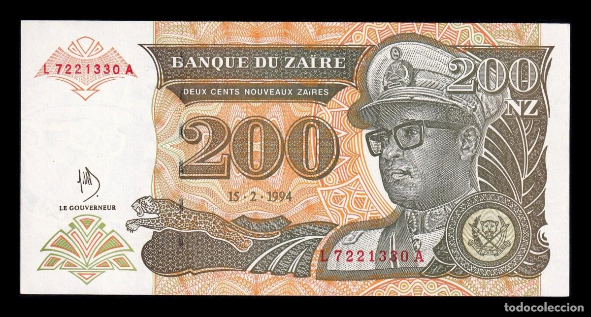 Billetes extranjeros: Zaire 200 Nuevos Zaires Joseph D&eacute;sir&eacute; 1994 Pick 61 Sc Unc