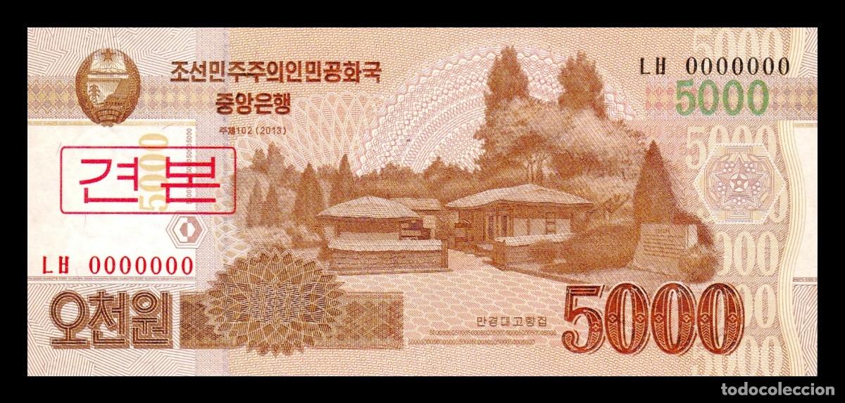 Billetes extranjeros: Corea del Norte 5000 Won 2013 Pick 67s Specimen ​​​​​​​Sc Unc - Foto 1