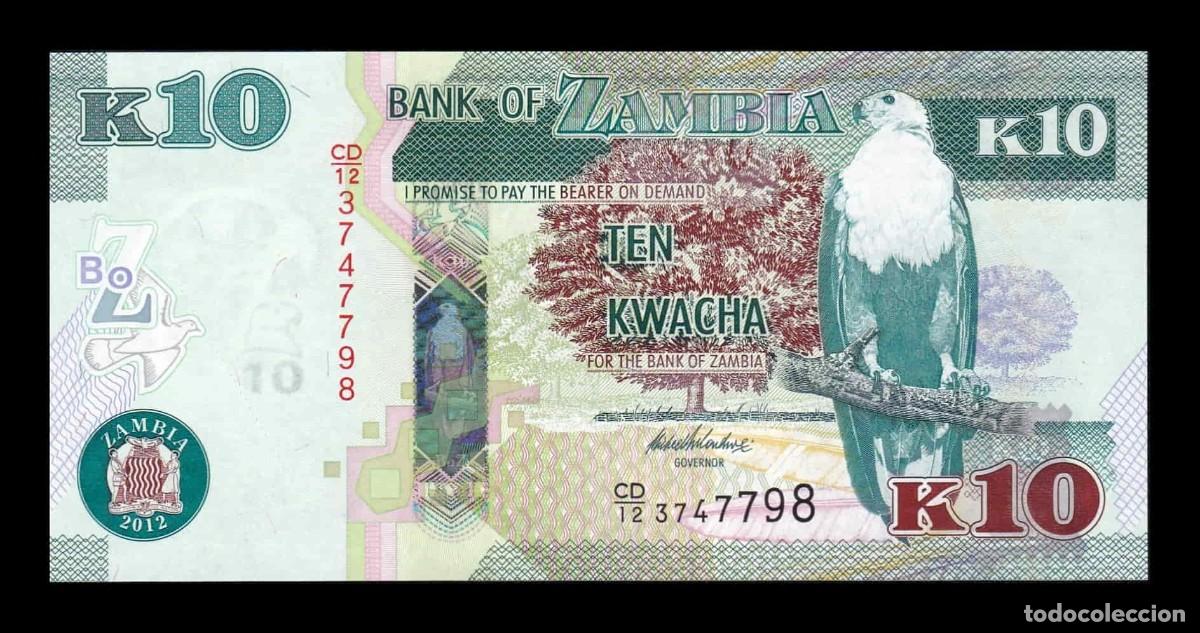 Billetes extranjeros: Zambia 10 Kwacha &Aacute;guila pescadora 2012 Pick 51a Sc Unc