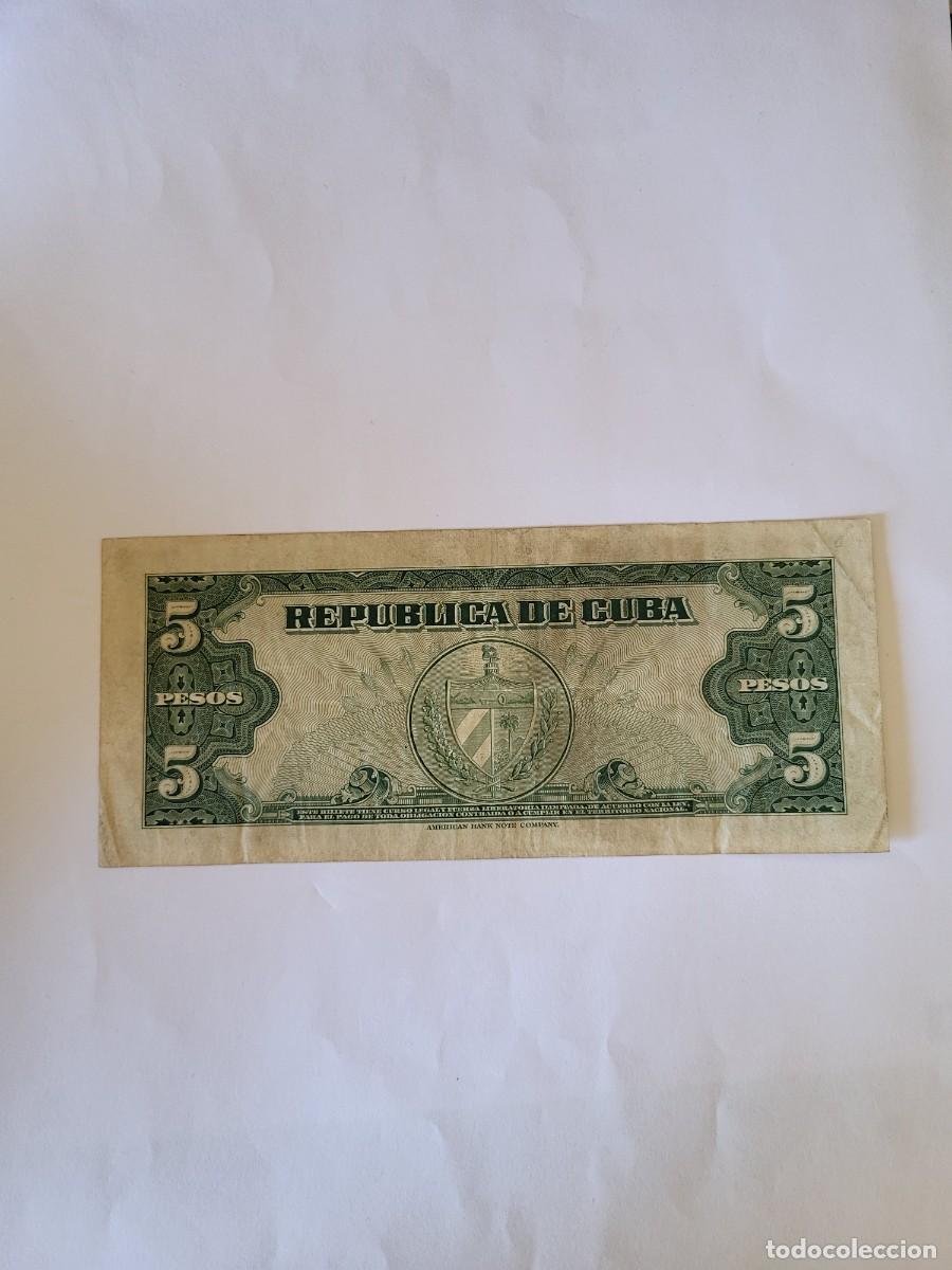 Billetes extranjeros: Billete 5 Pesos Cuba 1960 - Foto 2