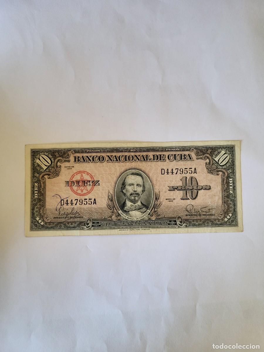 Billetes extranjeros: Billete 10 Pesos Cuba 1960