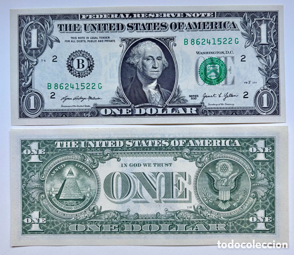 Billetes extranjeros: Billete USA 1 D&oacute;lar 2021 . B. Nueva York . SC Estados Unidos EEUU