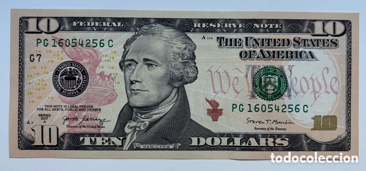 International Banknotes: Billete USA 10 d&oacute;lares 2017 A . SC Estados Unidos EEUU