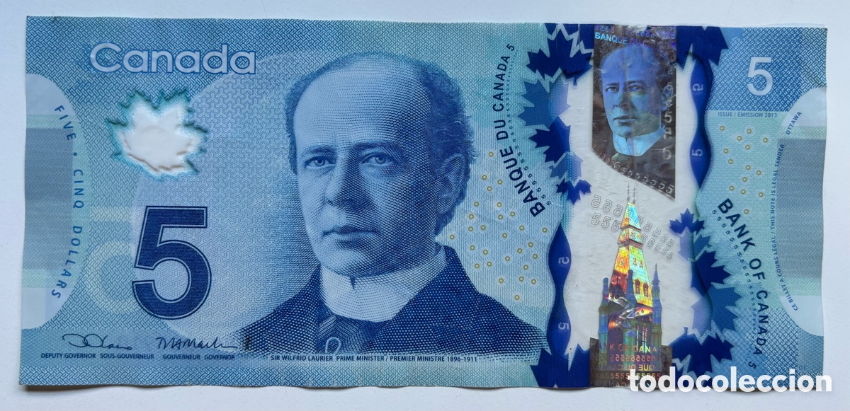 Billetes extranjeros: Billete CANADA 5 Dolares 2013. Polimero