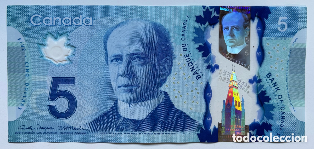 Billetes extranjeros: Billete CANADA 5 Dolares 2013 (2024) Pick 106f. Polimero