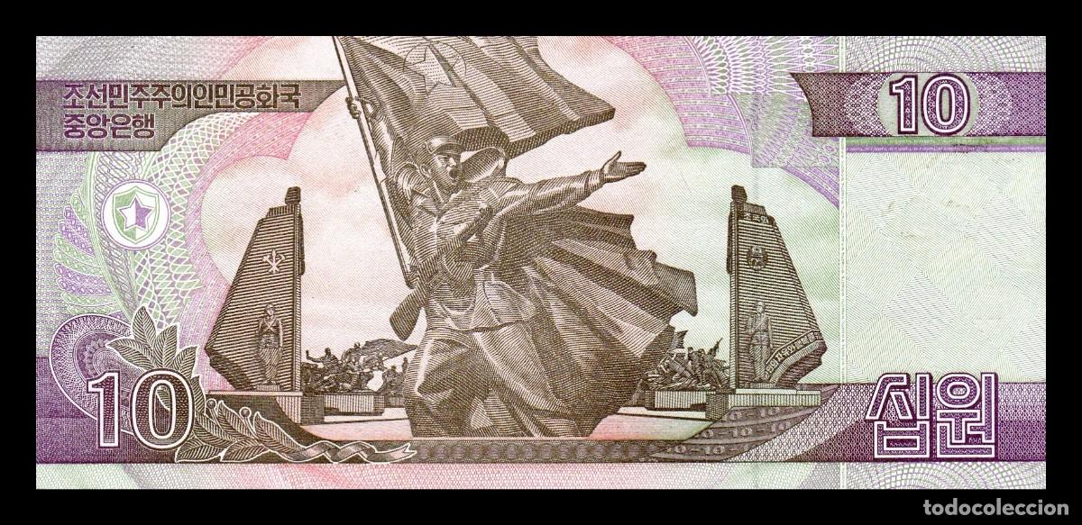 Billetes extranjeros: Corea del Norte 10 Won Conmemorativo 2002 (2012) Pick CS10b ​​​​​​​Sc Unc - Foto 2