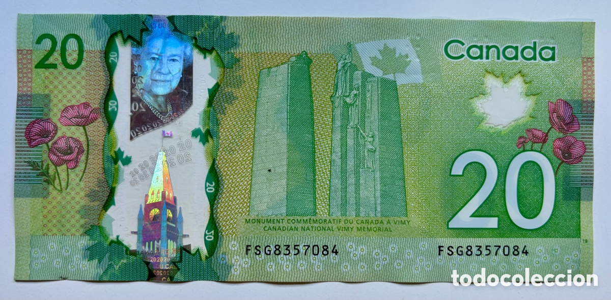 Billetes extranjeros: Billete CANADA 20 Dolares 2012. Polimero - Foto 2