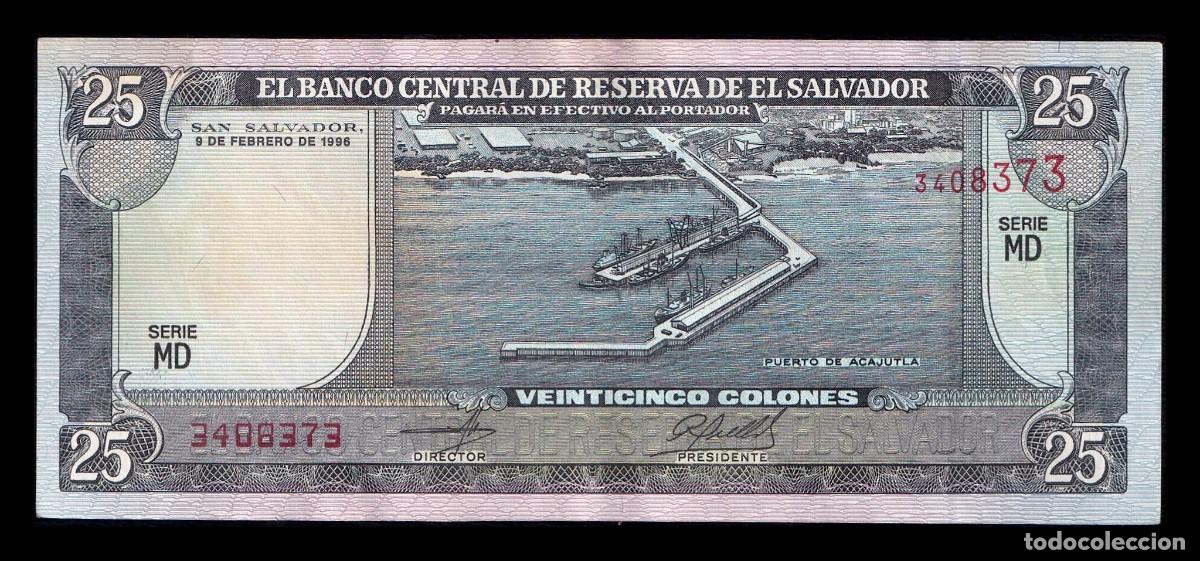 Billetes extranjeros: El Salvador 25 Colones 1996 Pick 142b Mbc+/Ebc Vf+/Xf