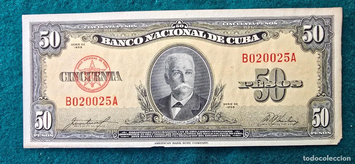 Billetes extranjeros: BILLETE 50 PESOS (1958) CUBA - CALIXTO GARCIA - BANCO NACIONAL DE CUBA