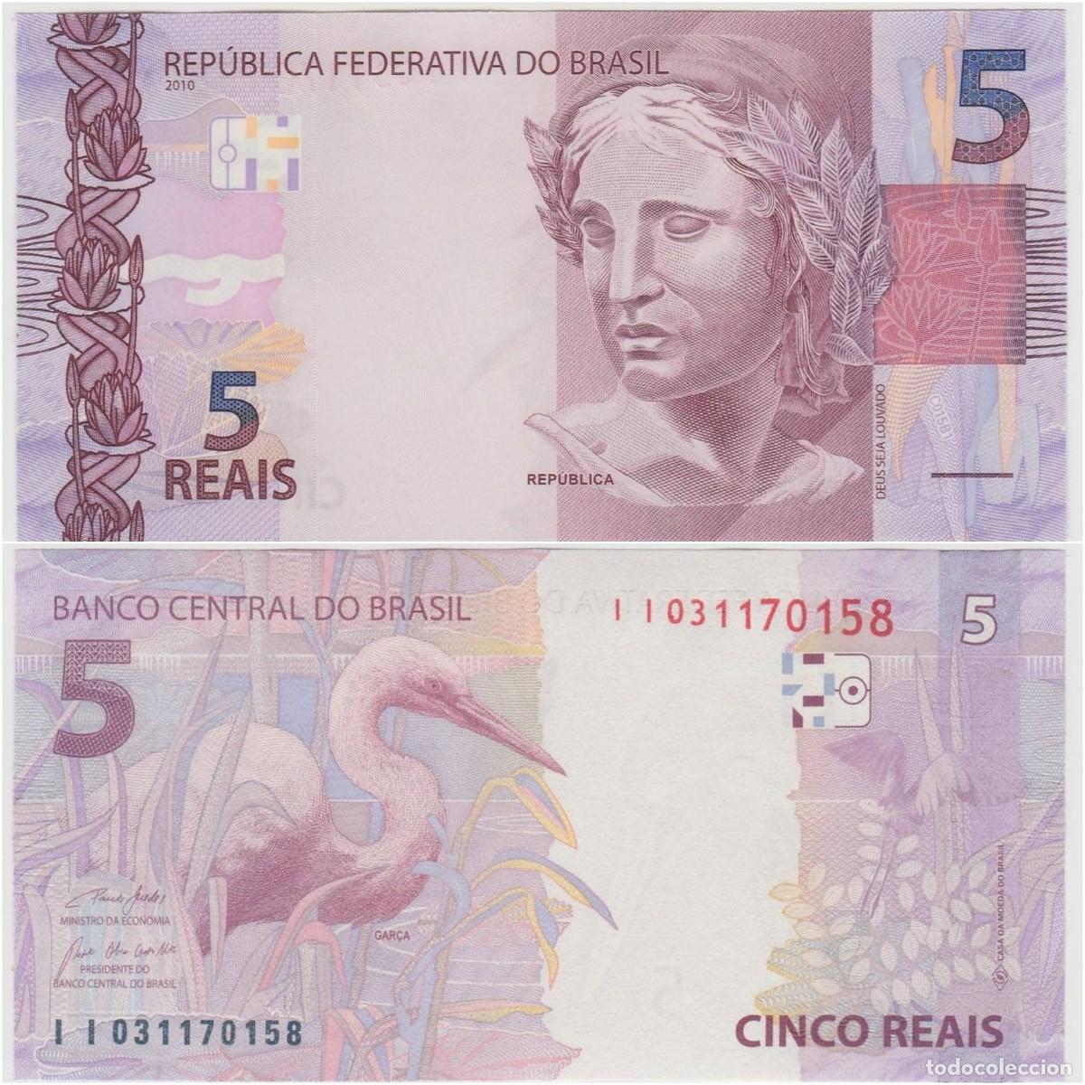 Billetes extranjeros: Brasil 5 Reales 2010 (2021) Sin Circular (el billete de la foto)