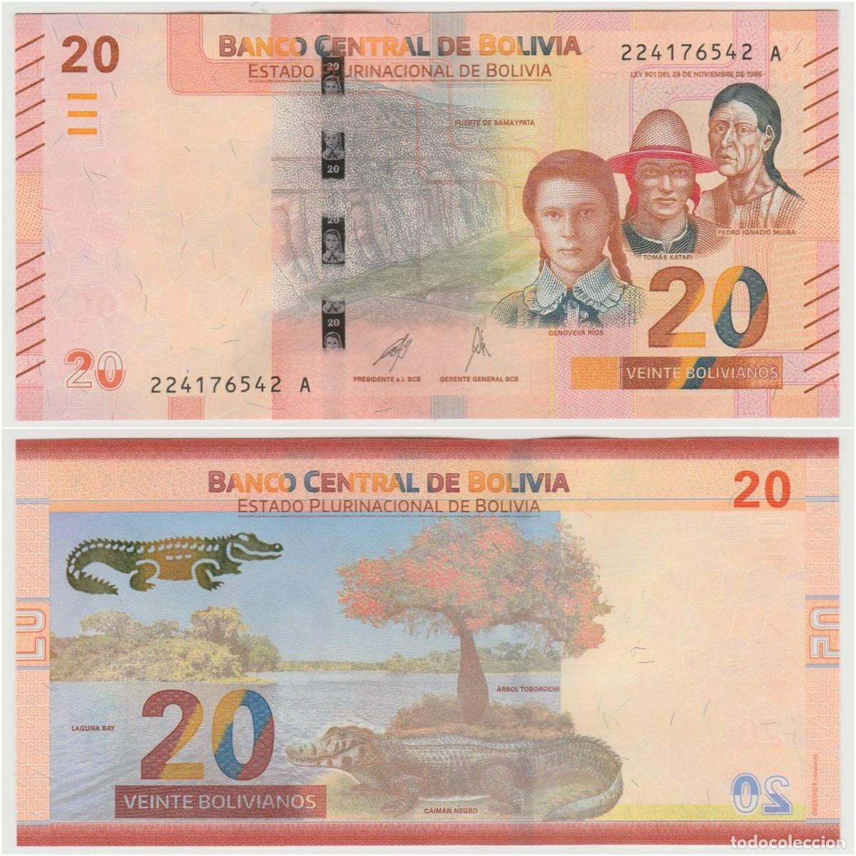 Billetes extranjeros: Bolivia 20 Bolivianos 2024 Sin Circular