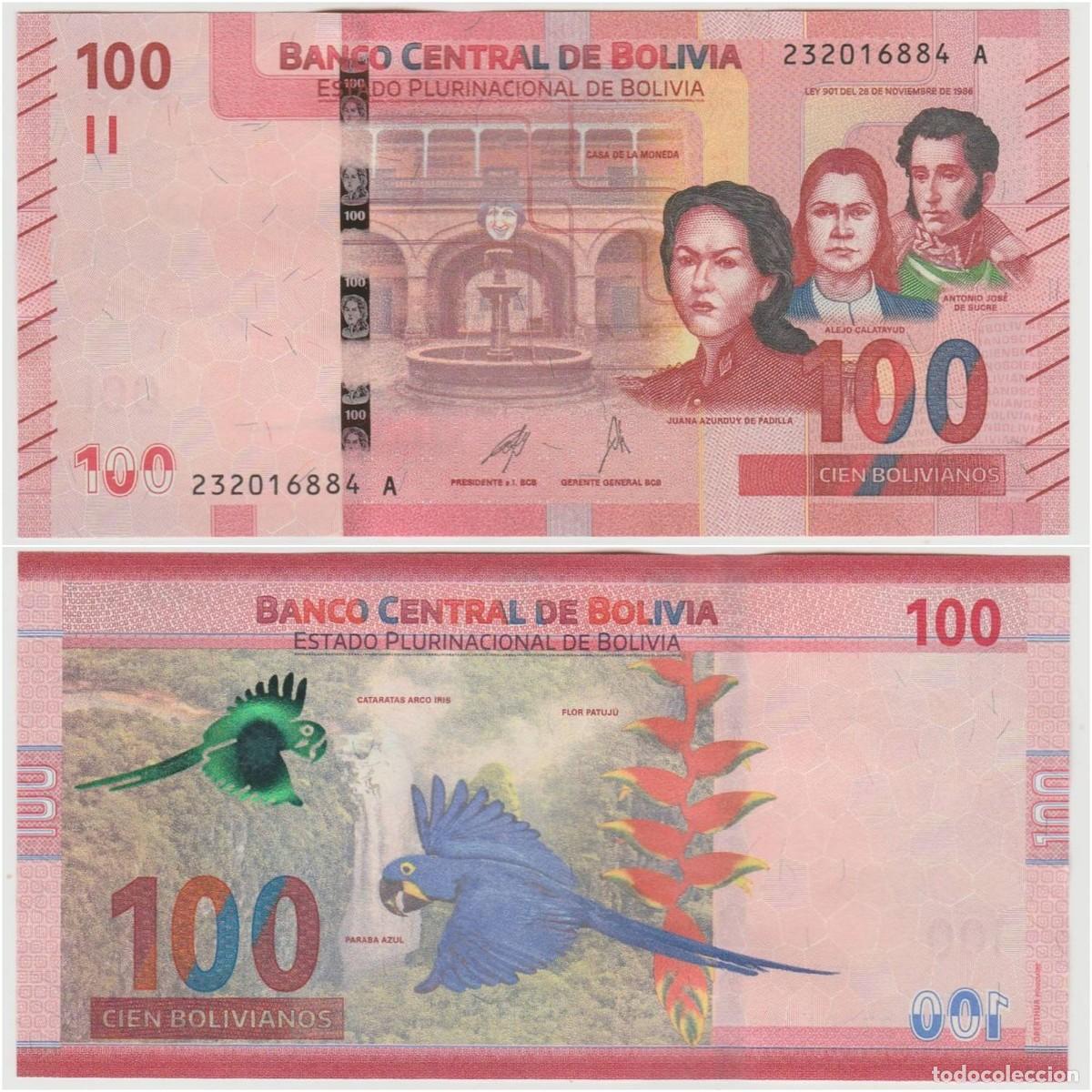 Billetes extranjeros: Bolivia 100 Bolivianos 2024 Sin Circular