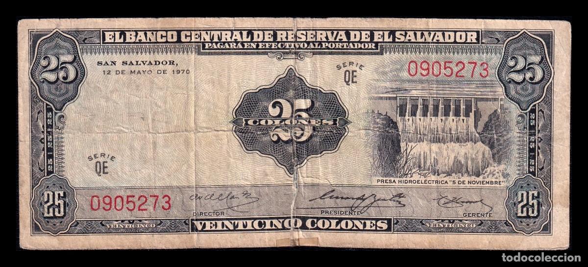 Billetes extranjeros: El Salvador 25 Colones 1970 Pick 113a(1) Rc/Bc G/F