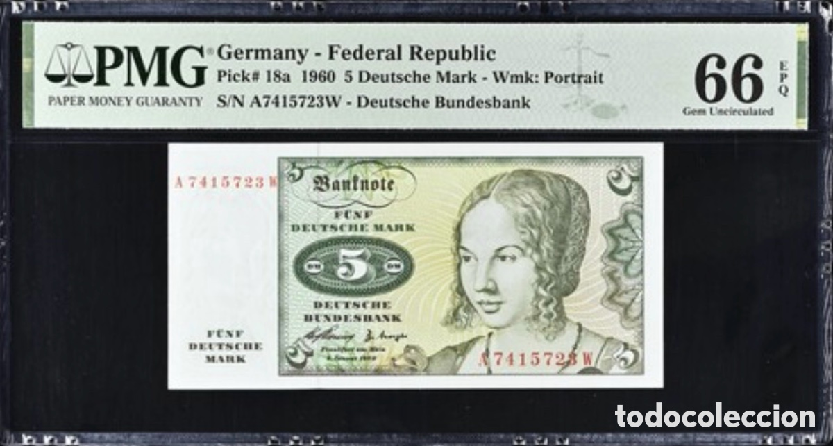 Billetes extranjeros: Billete Germany 5 Mark 1980 PMG 66 p18a