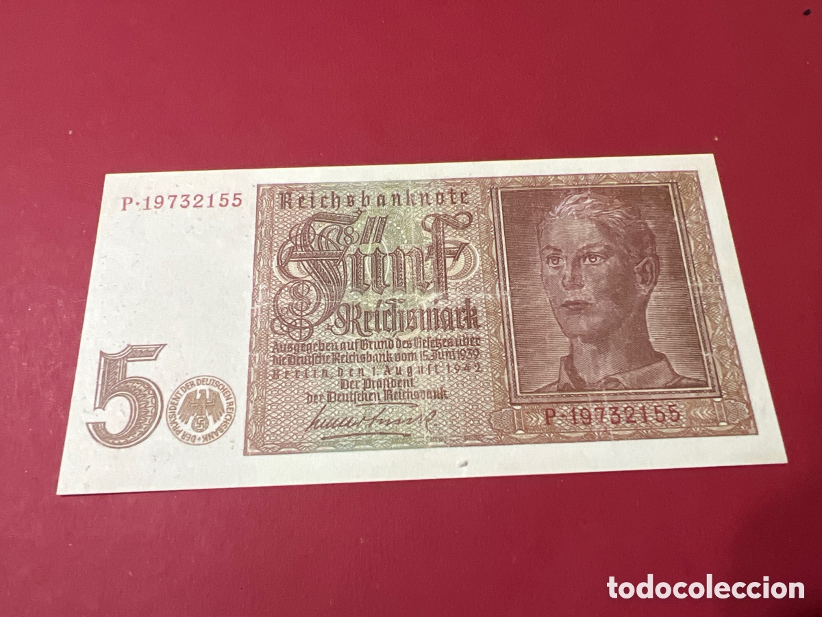Billetes extranjeros: W39. Billete - Alemania 5 reichsmark 1942