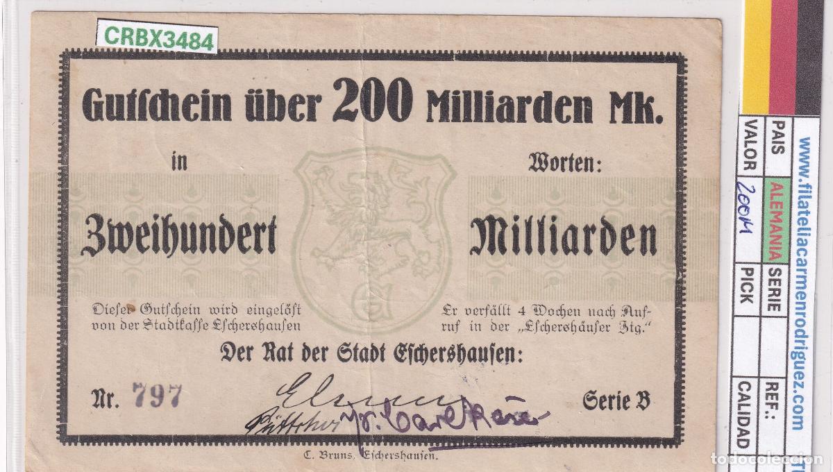 Billetes extranjeros: CRBX3484 BILLETE ALEMANIA 200 MILLONES 1923 MBC+