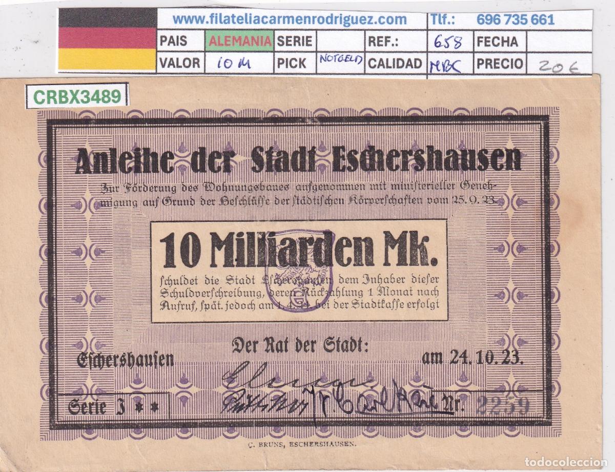 Billetes extranjeros: CRBX3489 BILLETE ALEMANIA 10 MILLONES 1923 MBC