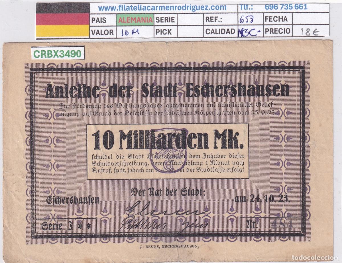 Billetes extranjeros: CRBX3490 BILLETE ALEMANIA 10 MILLONES 1923 MBC-