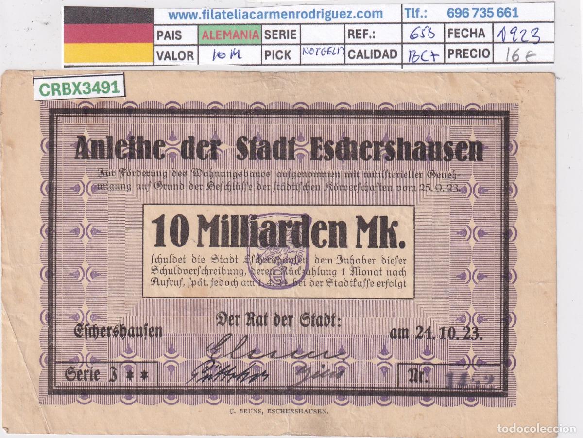 Billetes extranjeros: CRBX3491 BILLETE ALEMANIA 10 MILLONES 1923 BC+