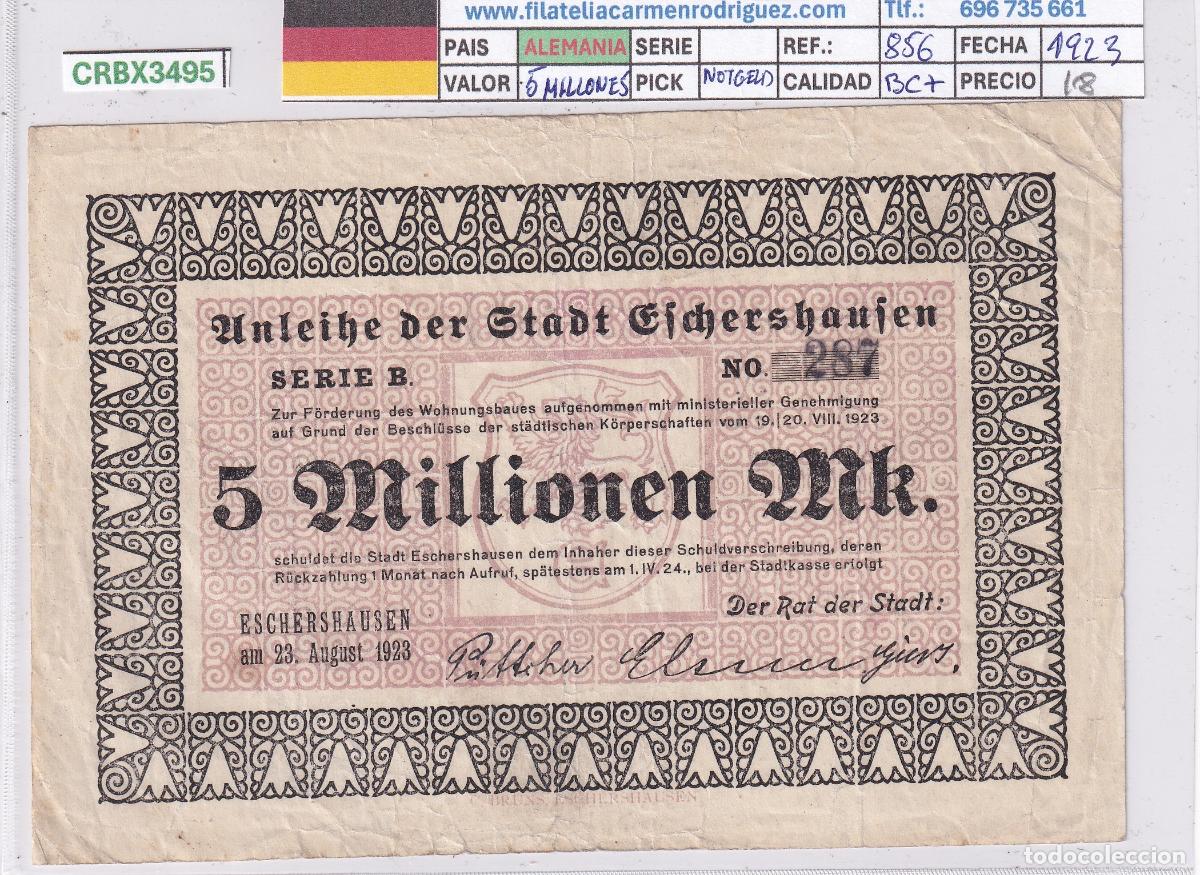 Billetes extranjeros: CRBX3495 BILLETE ALEMANIA 5 MILLONES 1923 BC+