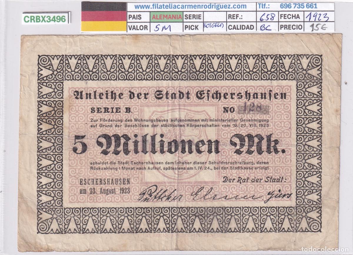 Billetes extranjeros: CRBX3496 BILLETE ALEMANIA 5 MILLONES 1923 BC