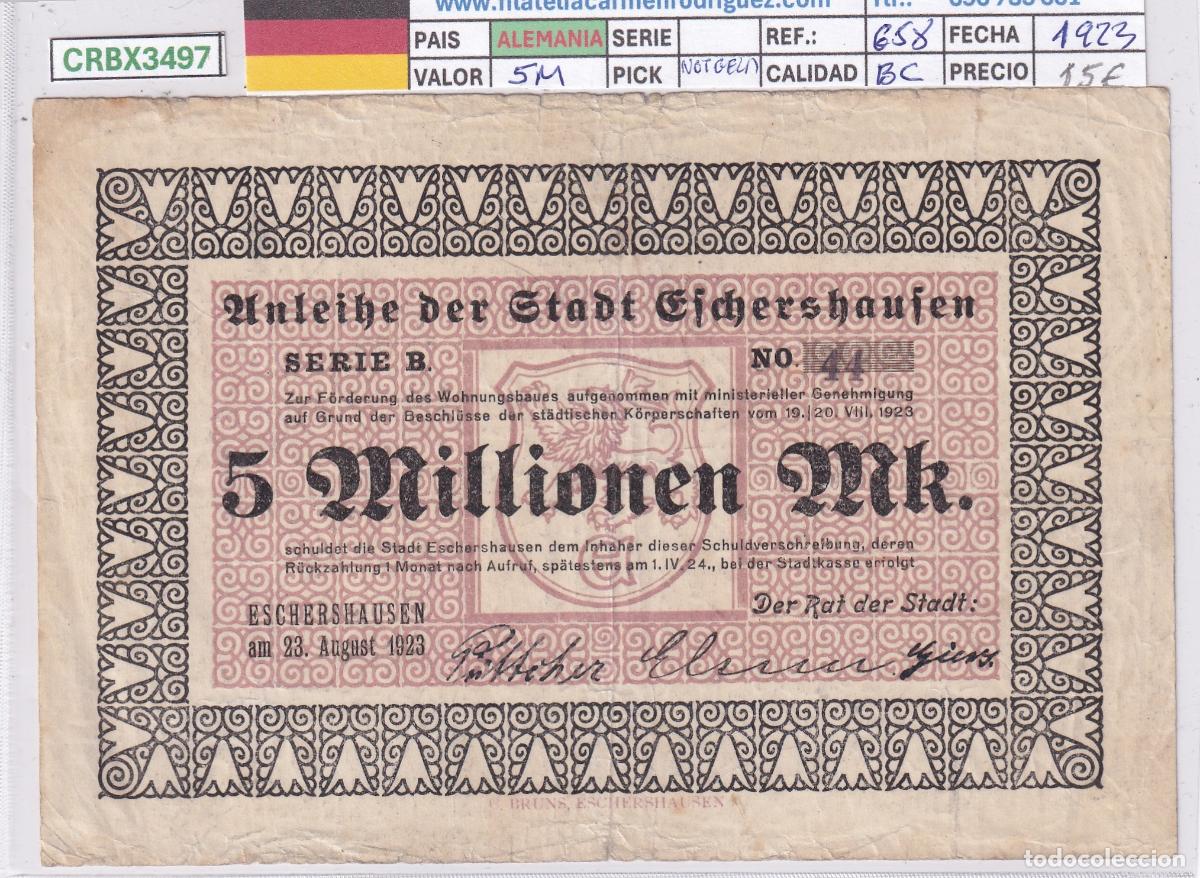 Billetes extranjeros: CRBX3497 BILLETE ALEMANIA 5 MILLONES 1923 BC