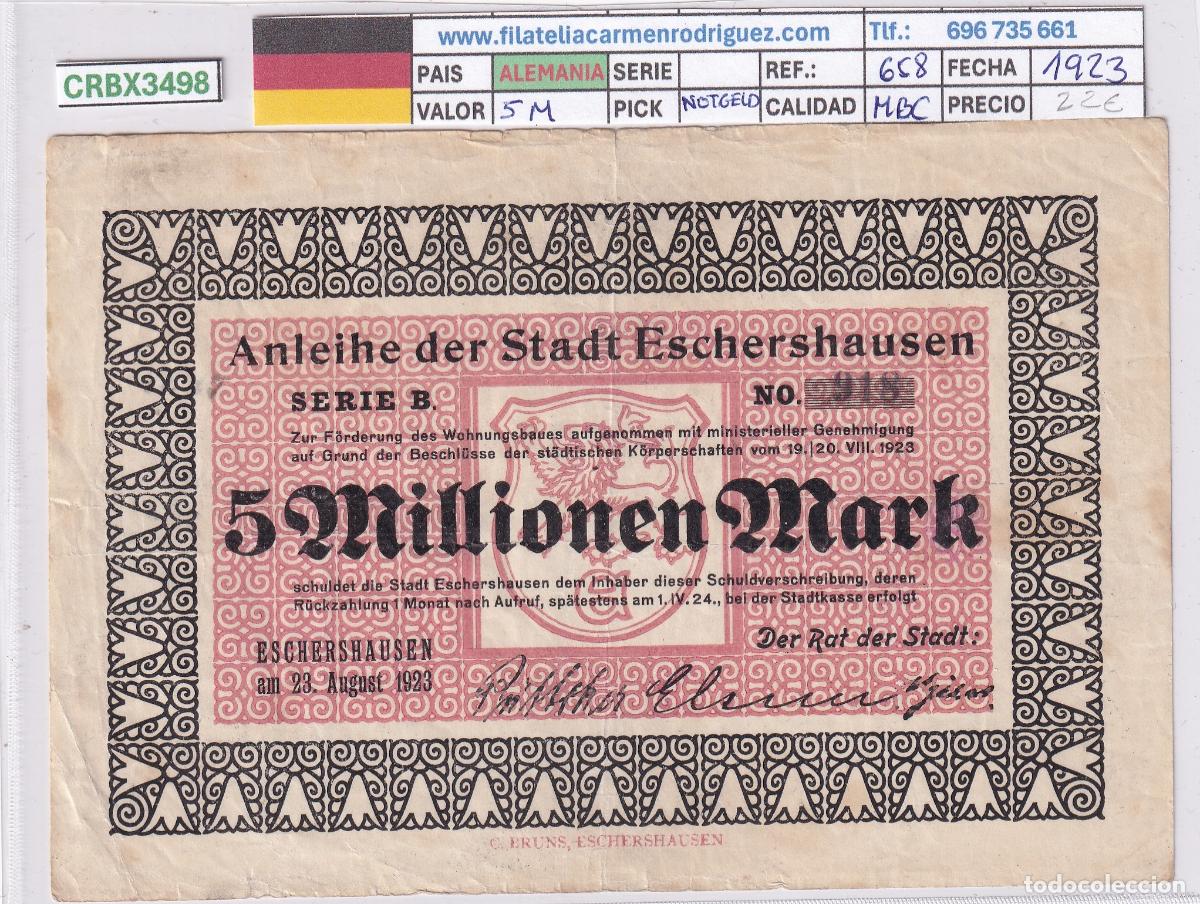 Billetes extranjeros: CRBX3498 BILLETE ALEMANIA 5 MILLONES 1923 MBC