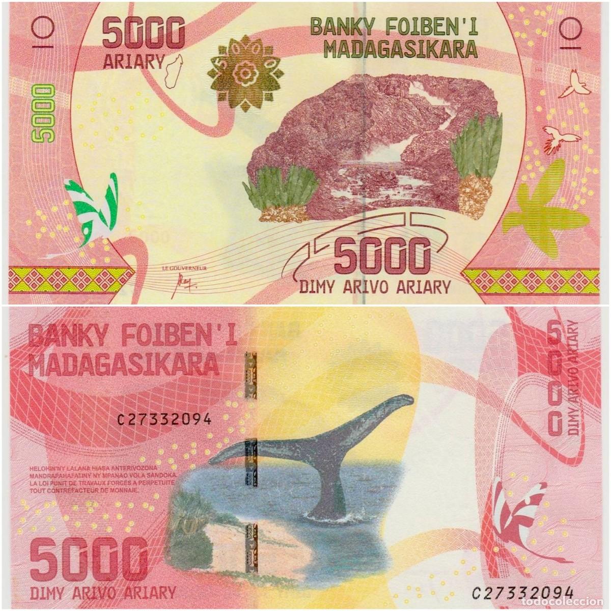 Billetes extranjeros: Madagascar 5000 Ariary 2017 Sin Circular