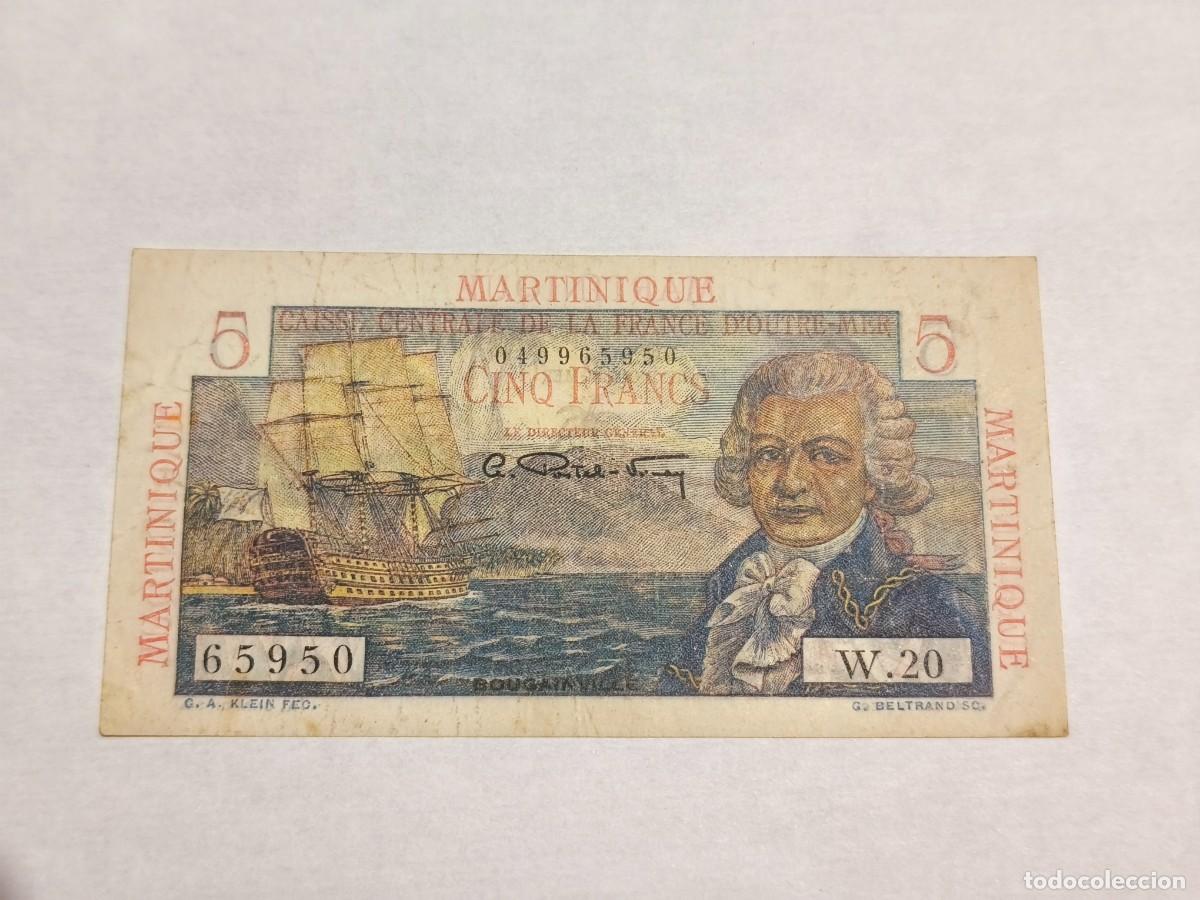 Billetes extranjeros: Martinica 5francos VF.Martinique.