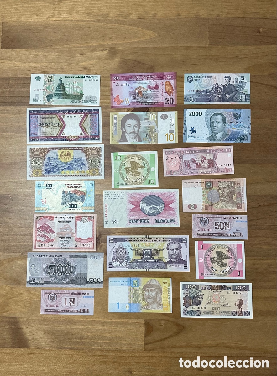 Billetes extranjeros: Lote Seleccionado de 20 Billetes del Mundo SC