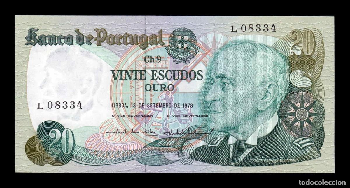 Billetes extranjeros: Portugal 20 Escudos Gago Coutinho 13.09.1978 Pick 176a(1) Sc Unc