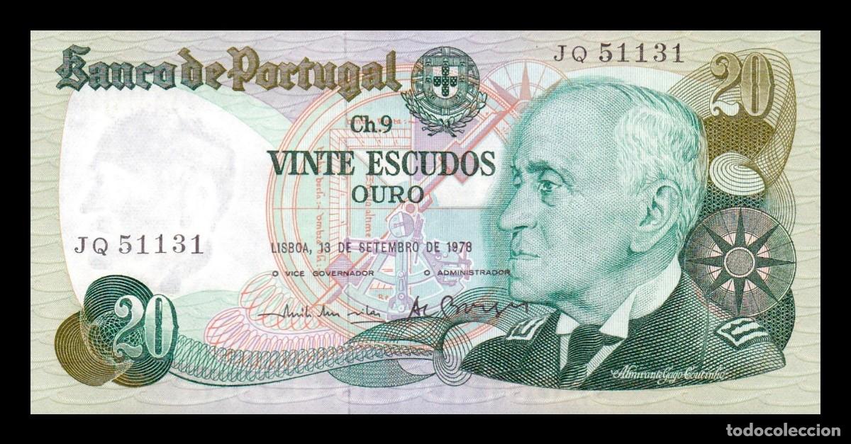 Billetes extranjeros: Portugal 20 Escudos Gago Coutinho 13.09.1978 Pick 176a(5) Sc Unc