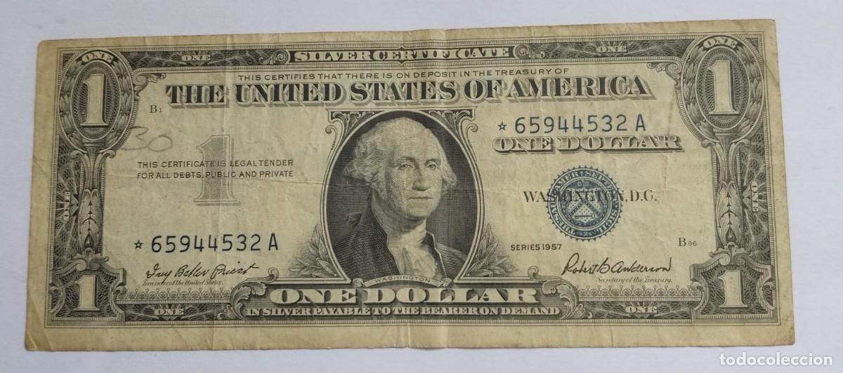 Billetes extranjeros: Billete 1 d&oacute;lar EE. UU. 1957 serie A