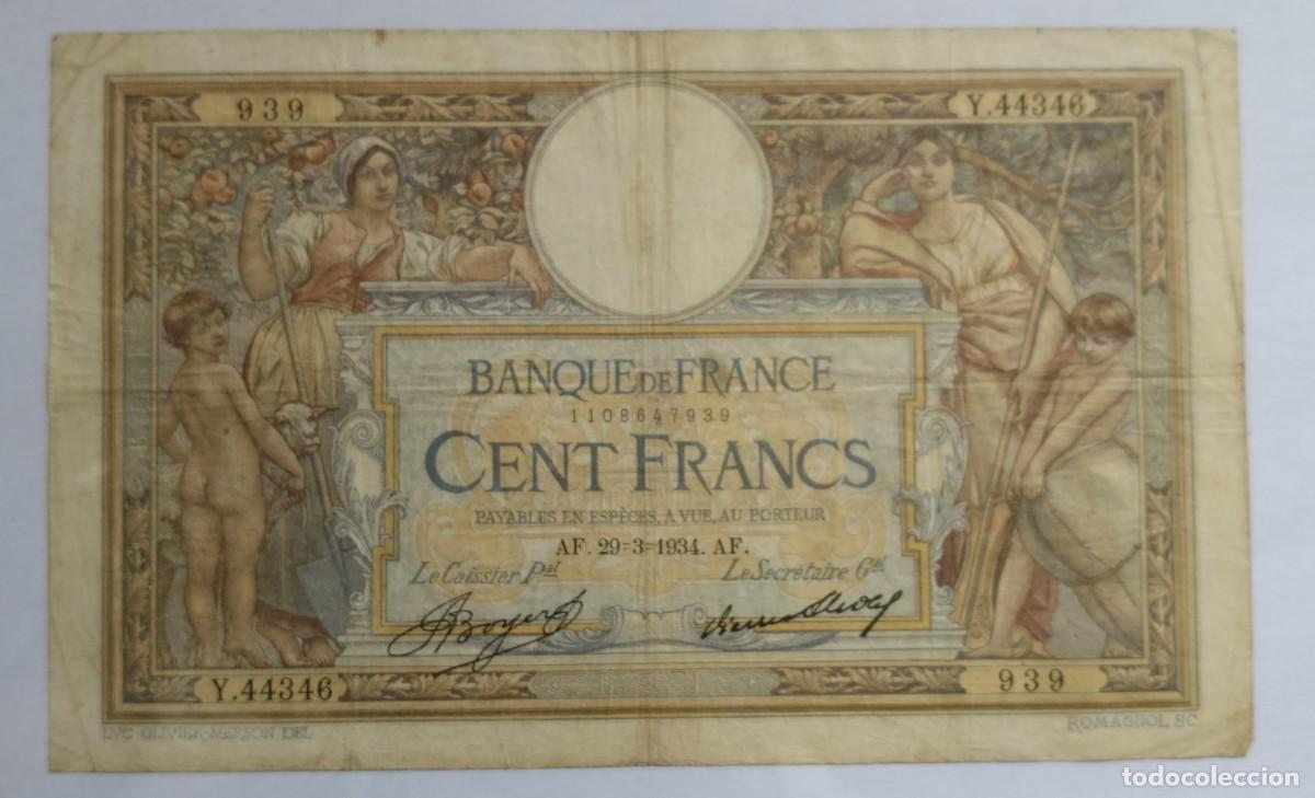Billetes extranjeros: Billete 100 francos 1934