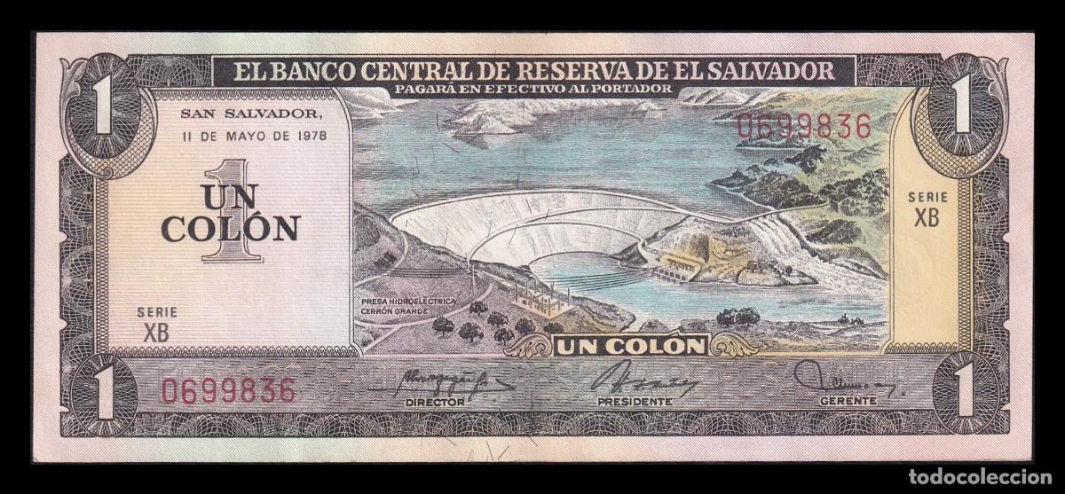 Billetes extranjeros: El Salvador 1 Col&oacute;n 1978 Pick 125a Serie XB Sc- aUnc