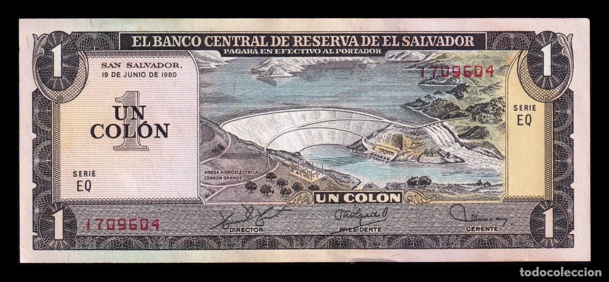 Billetes extranjeros: El Salvador 1 Col&oacute;n 1980 Pick 125b Serie EQ Sc- aUnc