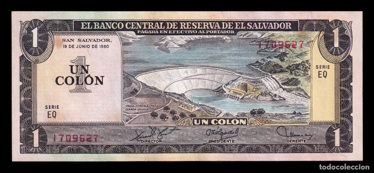 Billetes extranjeros: El Salvador 1 Col&oacute;n 1980 Pick 125b Serie EQ Sc- aUnc