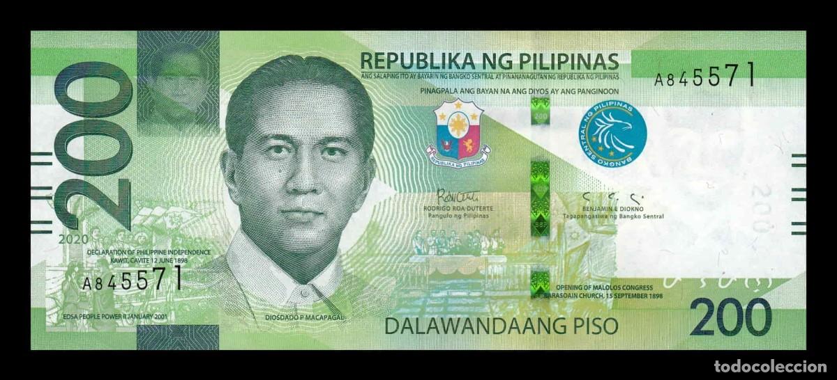 Billetes extranjeros: Filipinas 200 Piso Diosdado Macapagal 2020 Pick 226 Sc Unc