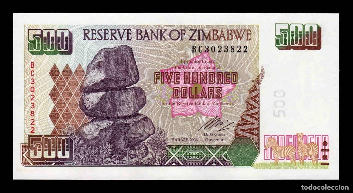 Billetes extranjeros: Zimbabwe 500 D&oacute;lares 2004 Pick 11b Sc- aUnc