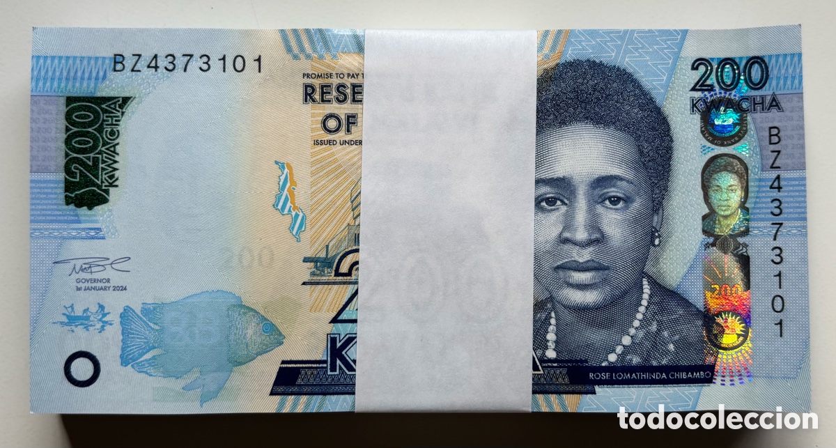 Billetes extranjeros: Taco x 100 Billetes MALAWI 200 Kwacha 2024 SC. Bundle Fajo