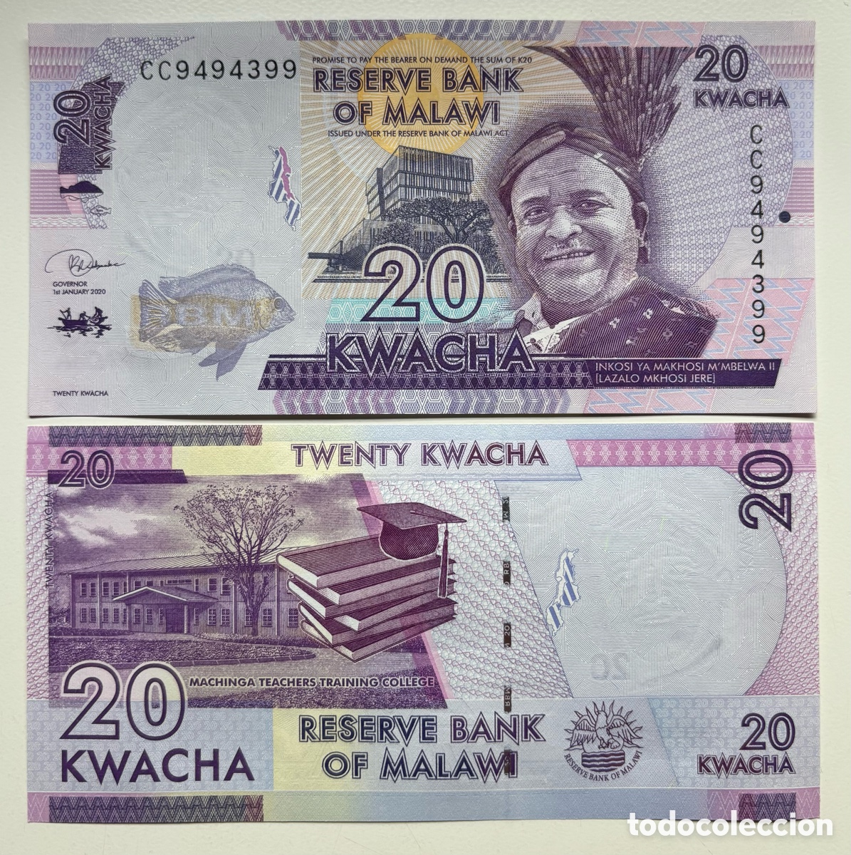 Billetes extranjeros: Billete MALAWI 20 Kwacha 2020 SC