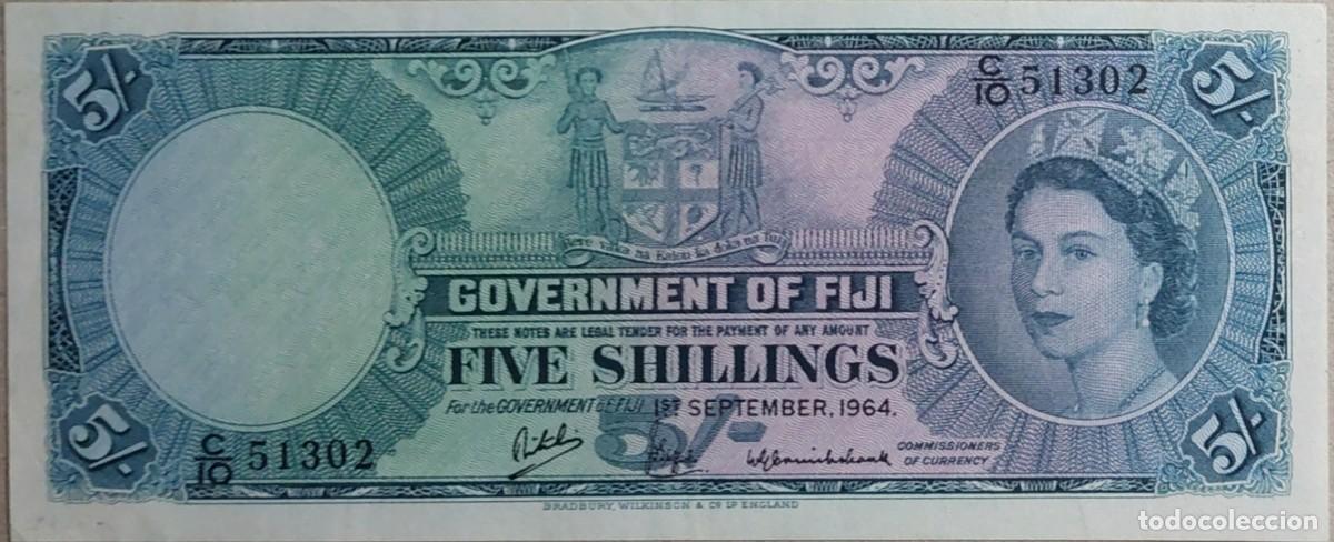 Billetes extranjeros: BILLETE DE 5 SHILLINGS ( ISLA S FIJI ) 1964 MBC/ PLANCHA
