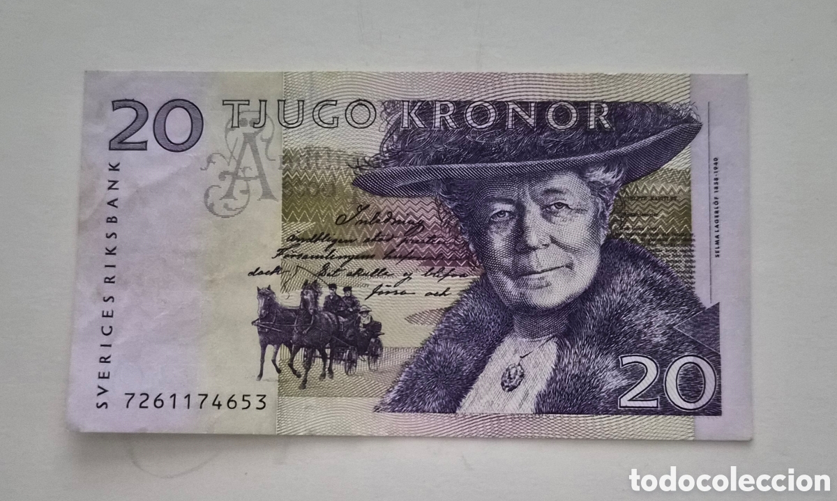 Billetes extranjeros: Suecia &ndash; Billete de 20 Coronas &ndash; Selma Lagerl&ouml;f &ndash; 1997-2008