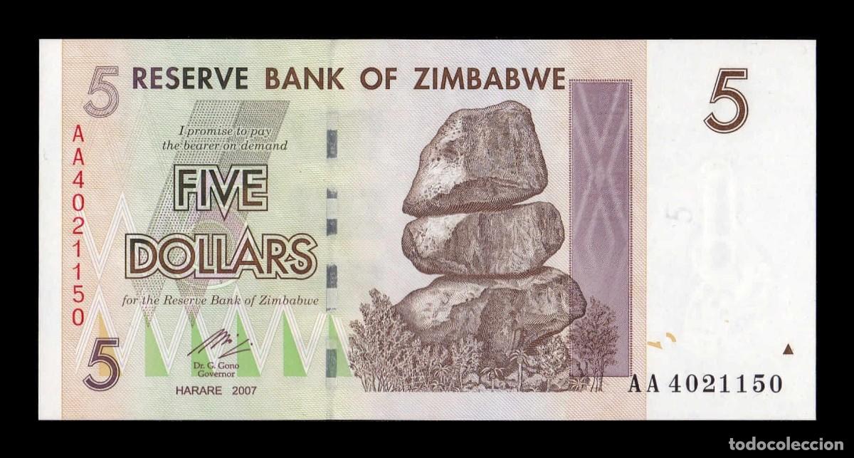 Billetes extranjeros: Zimbabwe 5 D&oacute;lares 2007 Pick 66 Sc Unc