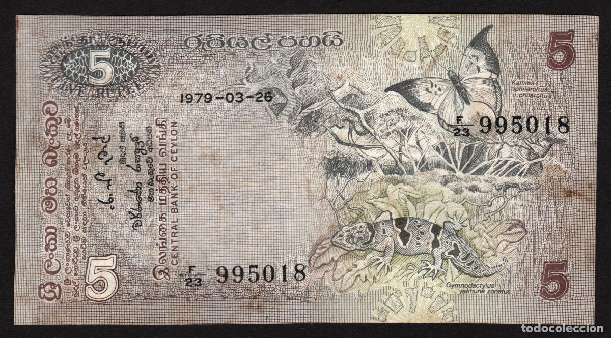 Banconote internazionali: SRI LANKA. 5 rupees 1979. Fauna