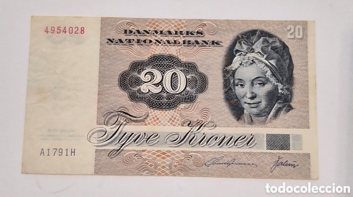 Billetes extranjeros: Dinamarca &ndash; 20 Coronas (Kroner) &ndash; 1972 &ndash; Billete con Gorriones B2