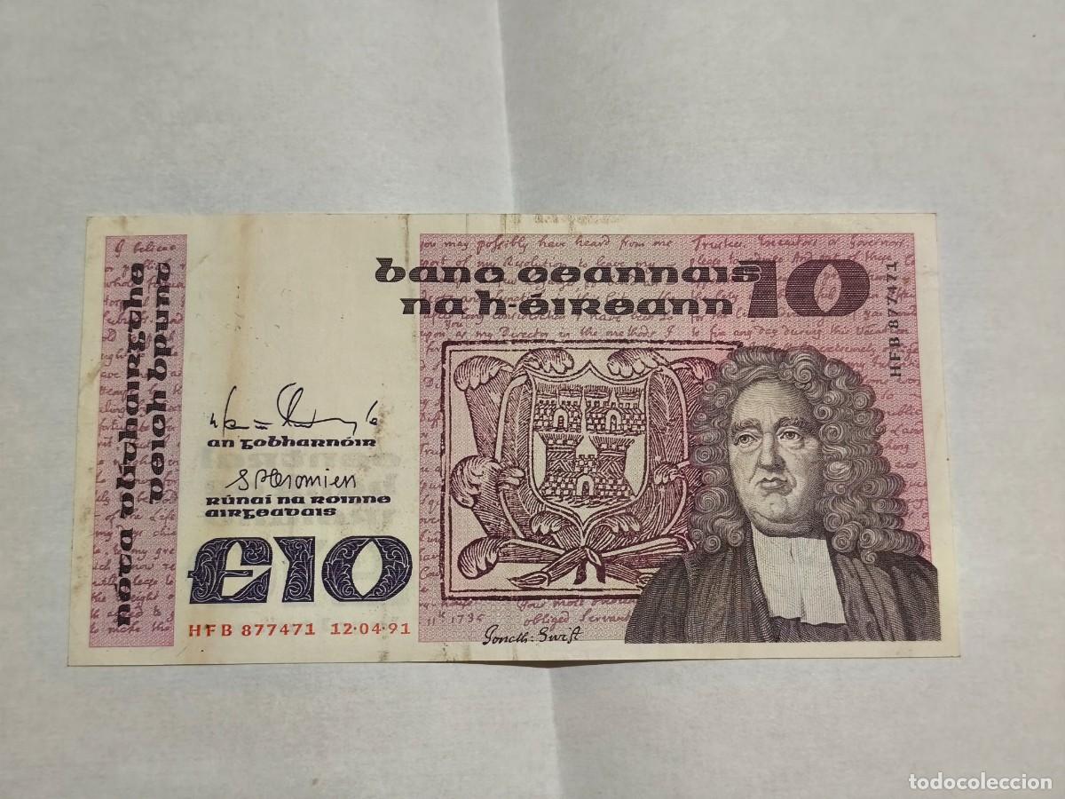 Billetes extranjeros: Irlanda 10Libras 1991 VF.